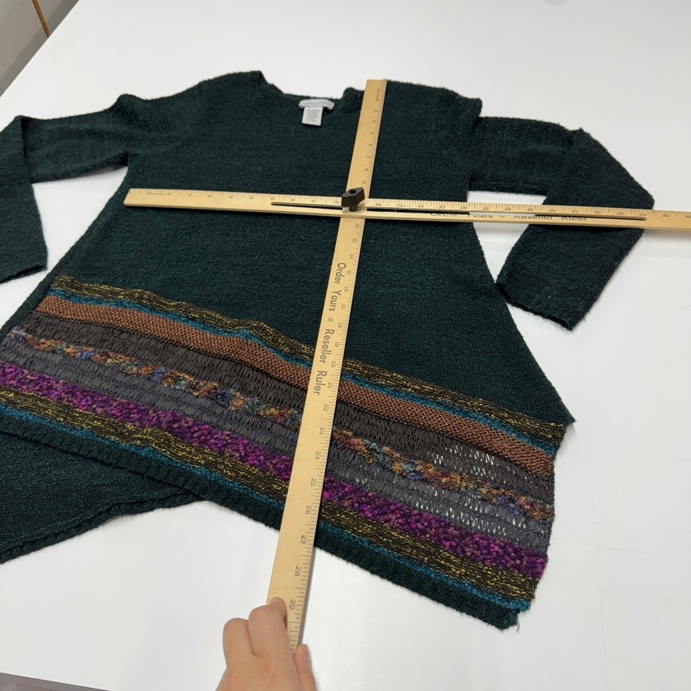 Soft Surroundings Sweater Womens Petite Small‎ Green Asymmetric Knit Wool Tunic - Picture 6 of 6